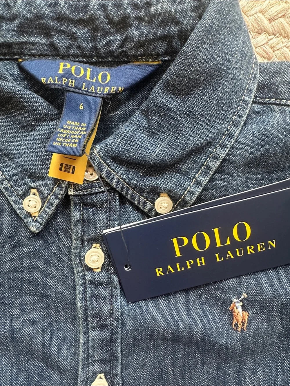 Ralph Lauren Girls' Dark Blue Denim Shirt Dress with Belt